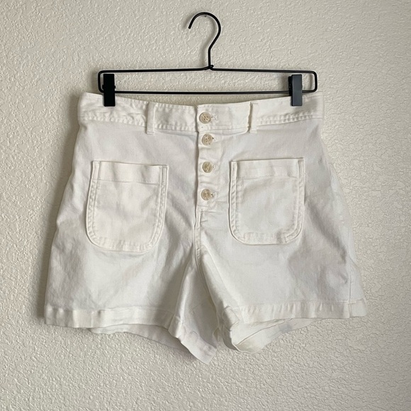 GAP Women’s High Rise Button-Fly Shorts 10 Milk - Picture 3 of 11